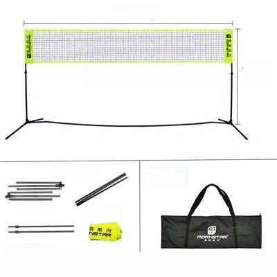 Professional portable foldable badminton net with carbon fiber frame in fluorescent green