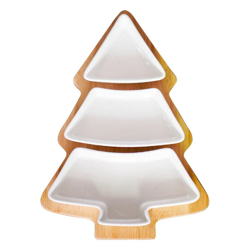 Festive Christmas Tree Ceramic Plates - Set of 4 Featuring Elegant Bone China Construction and Whimsical Tree Design
