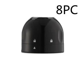 Premium silicone wine and champagne bottle stoppers in black colour, designed to create an airtight seal and lock in freshness