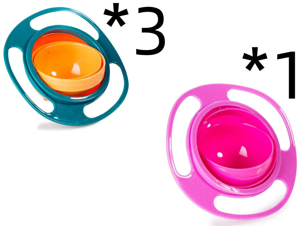 Rotating 360-degree spill-proof tableware bowl in vibrant colours
