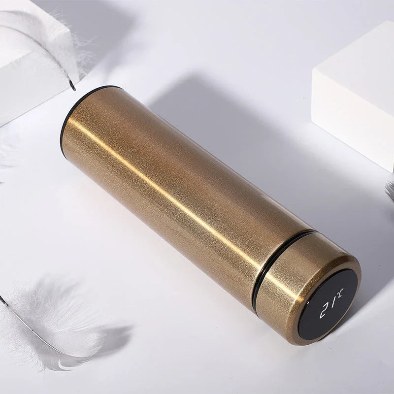 Premium stainless steel vacuum flask with LED touch display for temperature monitoring, available in various colors and sizes