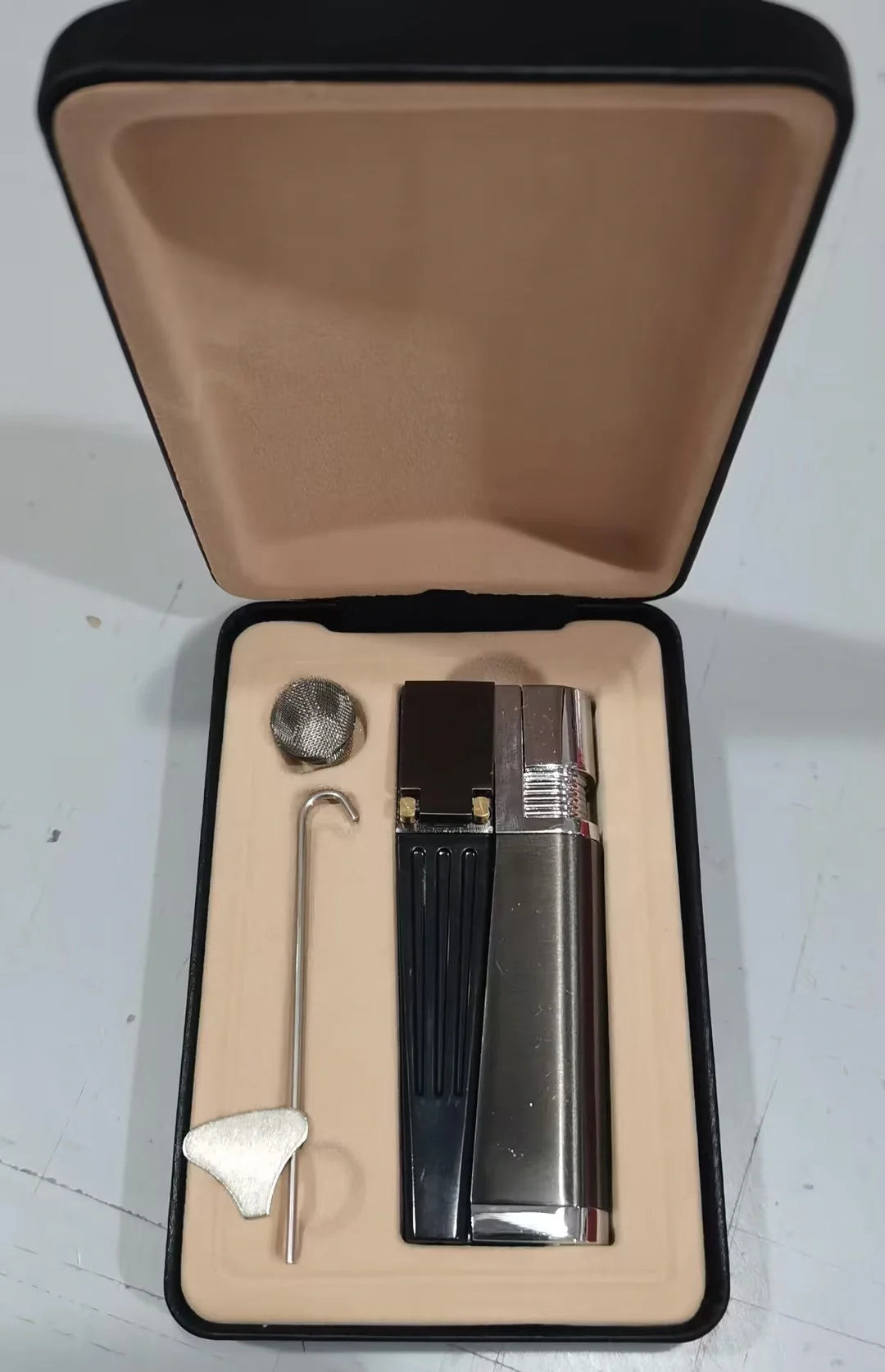 Foldable metal pipe lighter with stash compartment - eco-friendly smoking gadget