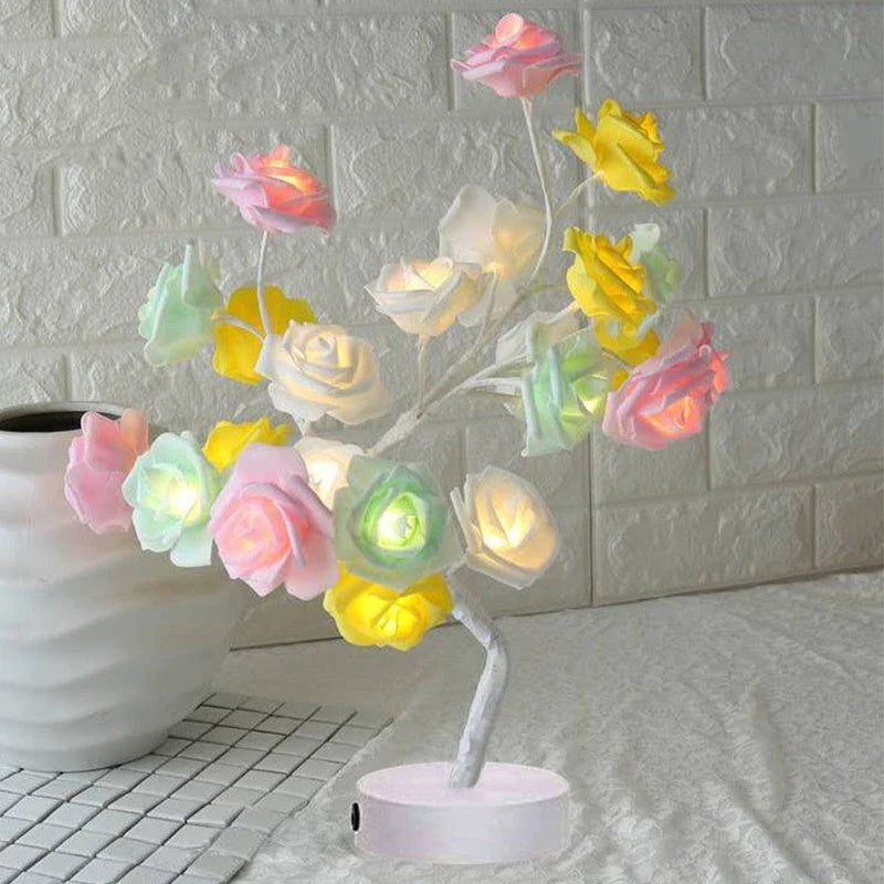 Enchanting Rose Flower Lamp with warm, soothing lighting and USB/battery power options for versatile home decor