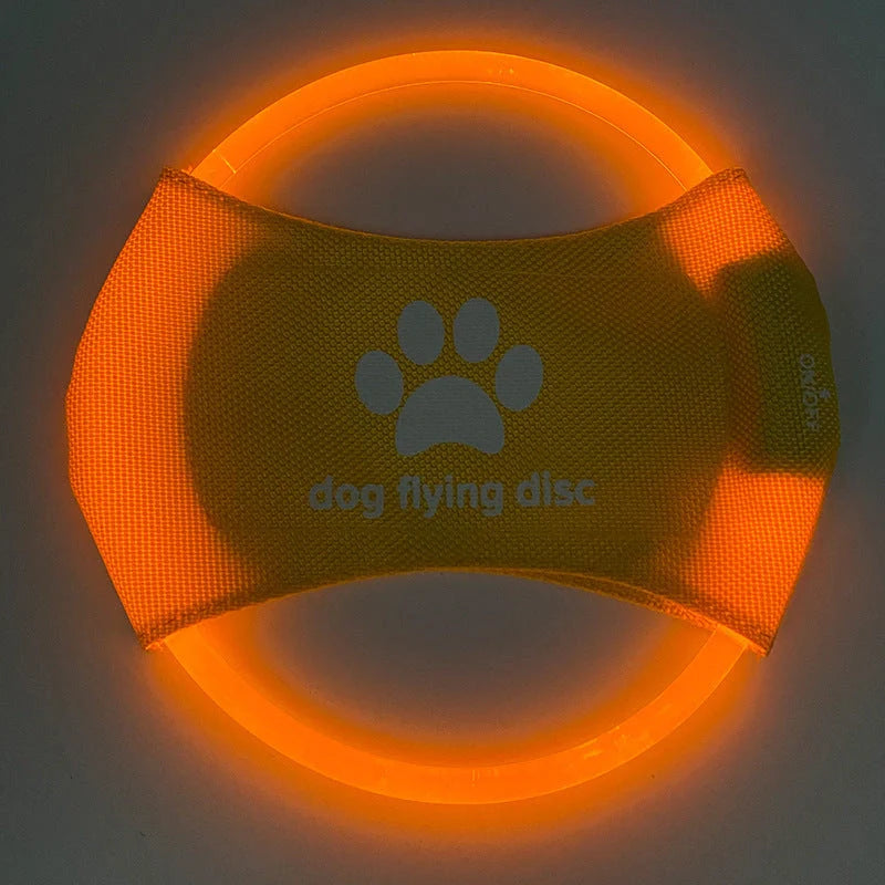 LED Glowing Dog Flying Disc in various colours for night play and training