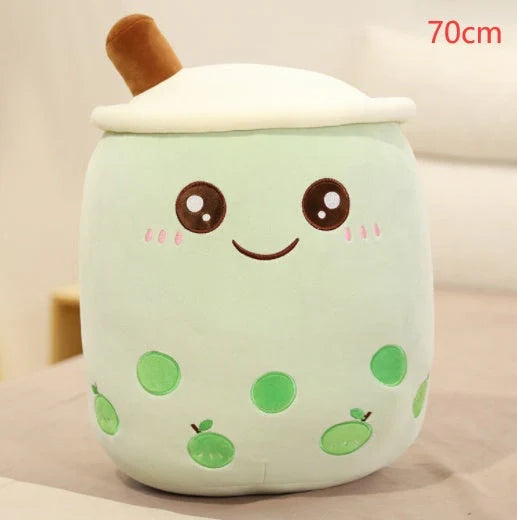 Strawberry Milk Tea Plush Boba Toy Pillow in various colours and sizes