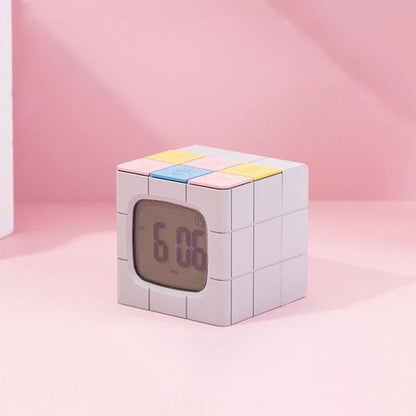 Multifunctional Rubik's Cube Alarm Clock with voice control, LED lighting, and Pomodoro timer