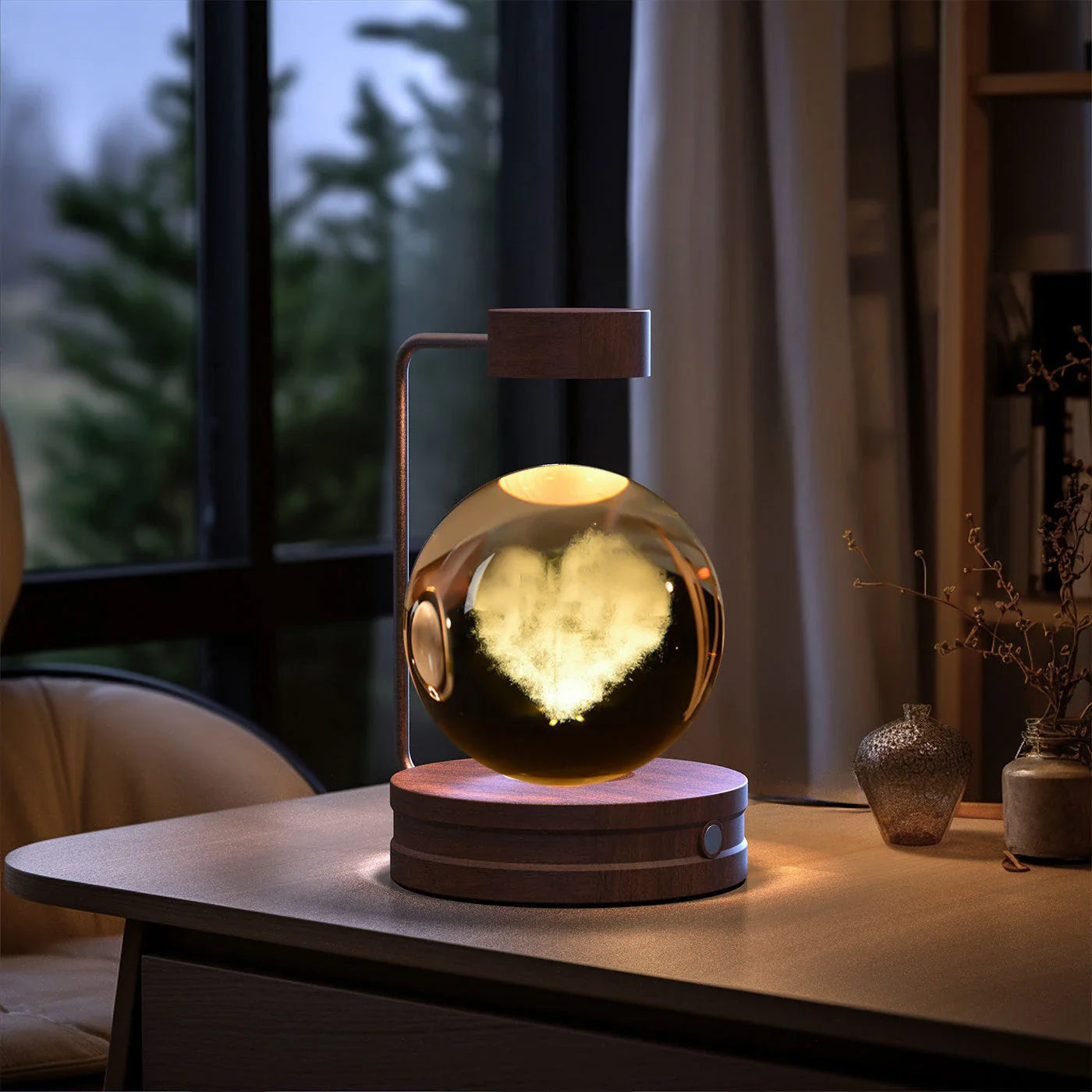 Enchanting crystal ball night light with cosmic designs, creating a warm and soothing ambiance in any room.