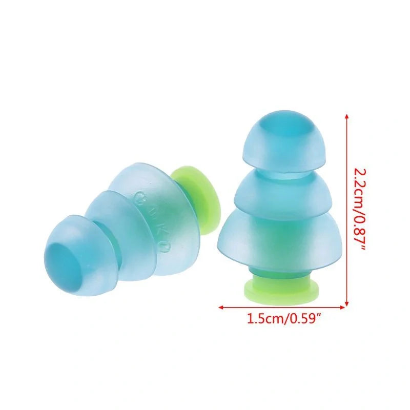 Premium silicone travel earplugs in light blue for noise reduction