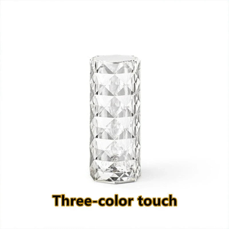 Elegant crystal bedside lamp with touch-sensitive controls and 16 color RGB lighting options