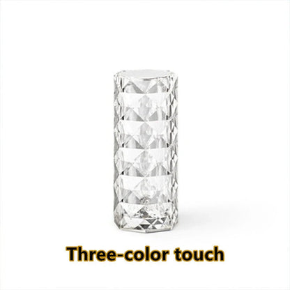 Elegant crystal bedside lamp with touch-sensitive controls and 16 color RGB lighting options