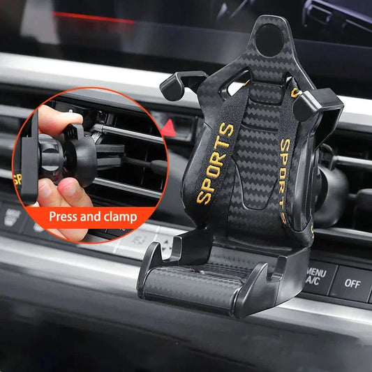 Vent-mounted car phone holder with 360-degree rotation for safe, hands-free driving
