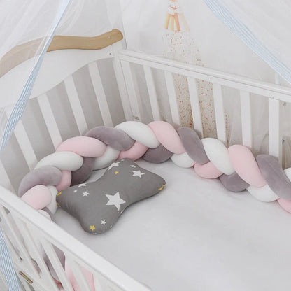 Baby Bumper Bed Braid Knot Pillow Cushion for infant crib safety in various colours