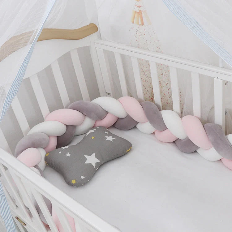 Baby Bumper Bed Braid Knot Pillow Cushion for infant crib safety in various colours