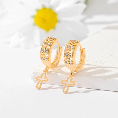 Gold-plated cross earrings in various colours for women