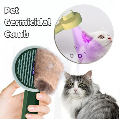 Cordless pet hair removal brush with floating comb for effortless grooming of cats and dogs