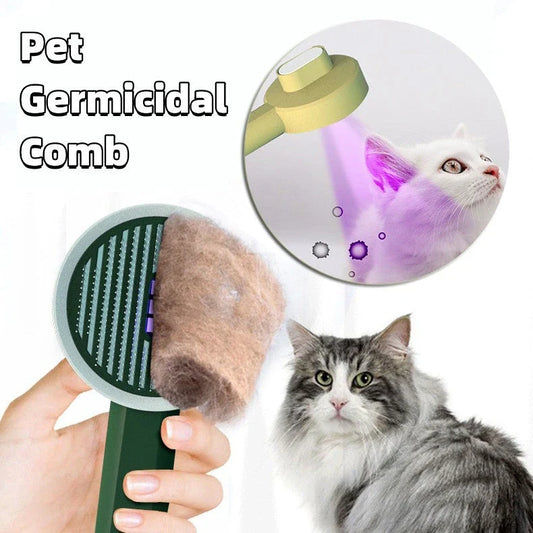 Cordless pet hair removal brush with floating comb for effortless grooming of cats and dogs