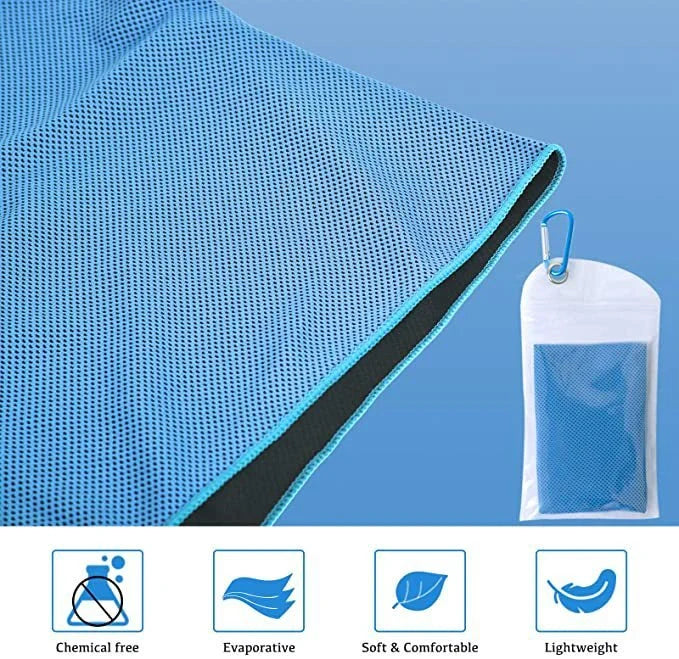 Mountaineering Cooling Towel in various vibrant colours, designed for outdoor activities and heat relief