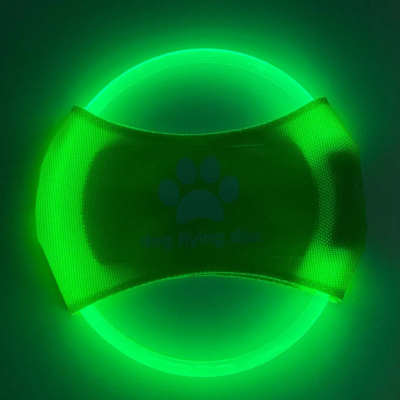 LED Glowing Dog Flying Disc in various colours for night play and training