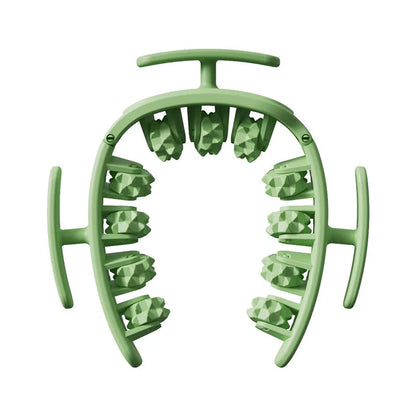 Manual round massager with 11 wheels for waist, buttocks, and thigh relief in white pink, white green, or green