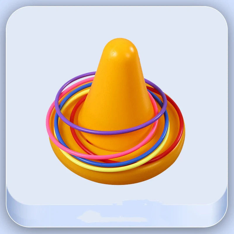 Children's balance training sensory toy with throwing rings in bright colours