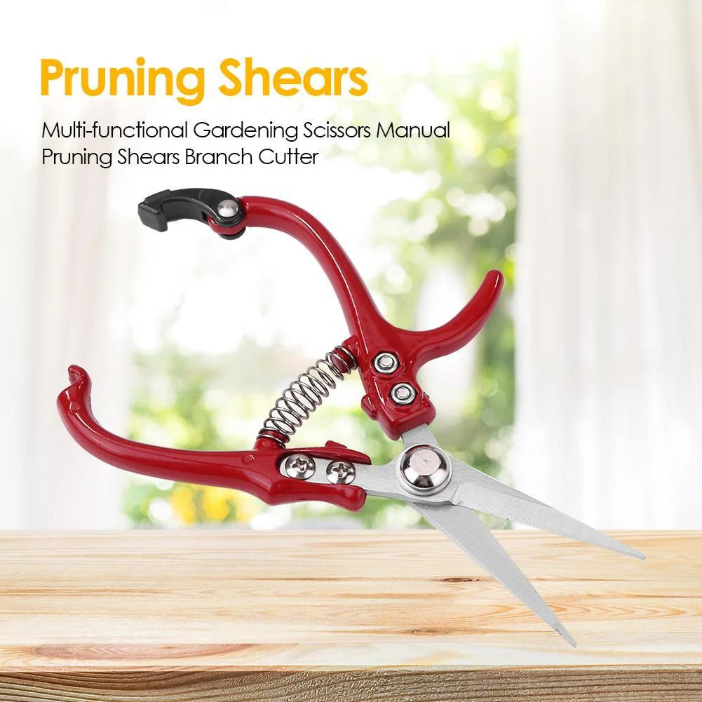 Multifunctional garden scissors with safety buckle and stainless steel spring for durable pruning