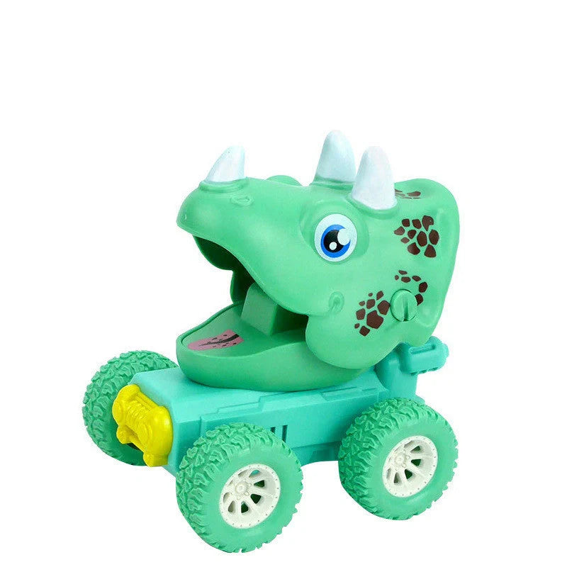 Dinosaur and animal themed push and slide toy car for kids, encouraging active play and imagination.