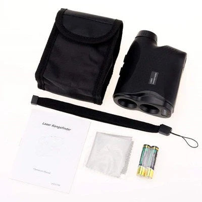 Precision laser rangefinder with 600-meter range and 1mm accuracy for outdoor activities like golfing, hunting, and exploration