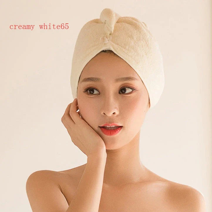Luxury microfibre hair drying cap with absorbent and quick-drying properties, available in various colours