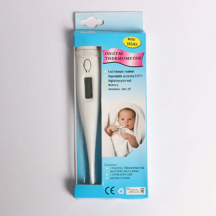 Compact electronic thermometer with white PP construction for accurate temperature measurement