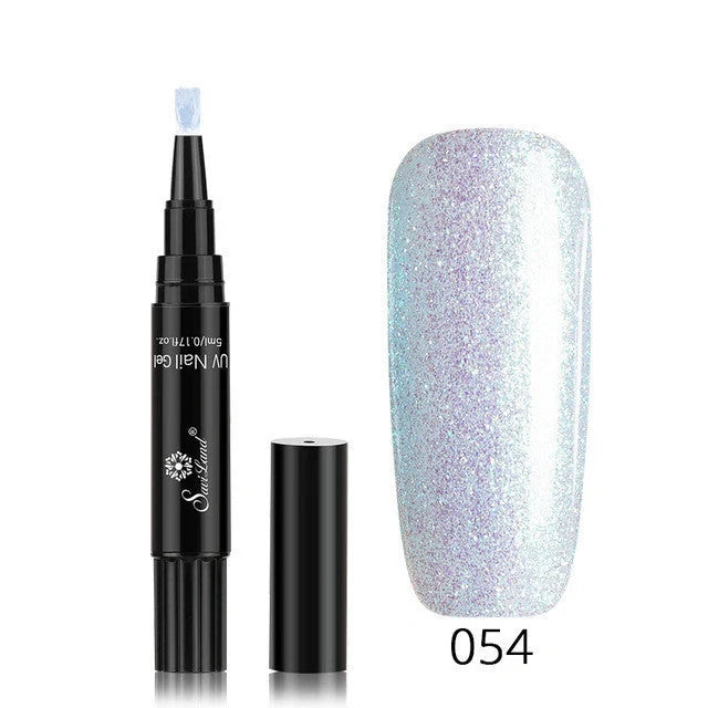 3-in-1 Gel Nail Varnish Pen with Glitter for easy one-step nail art