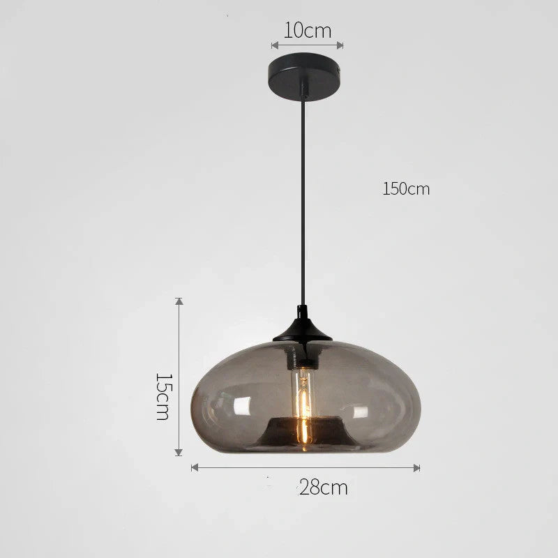 Nordic Modern Loft Pendant Lamp with glass body and aluminium shade in various colours