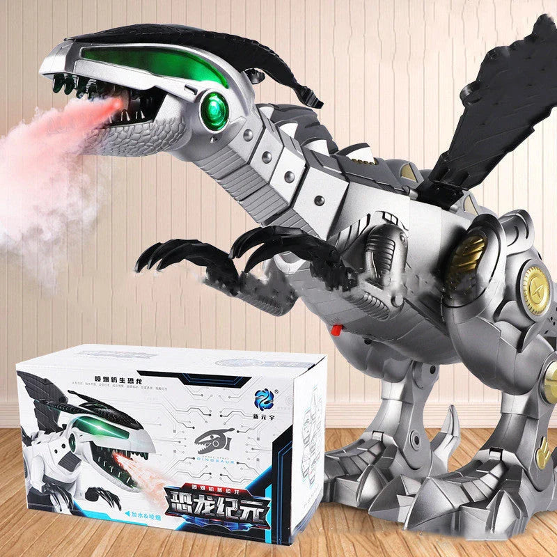 Roaming Robotic Dragon Toy with Lifelike Movement, Flashing Lights, Sounds, and Water Spray Effects