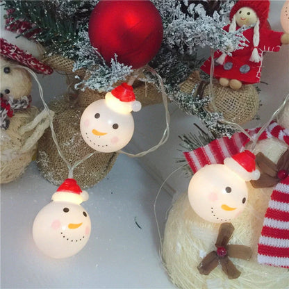 Navidad LED String Lights in Snowman, Snow Ball, and Santa Claus designs for festive decorations