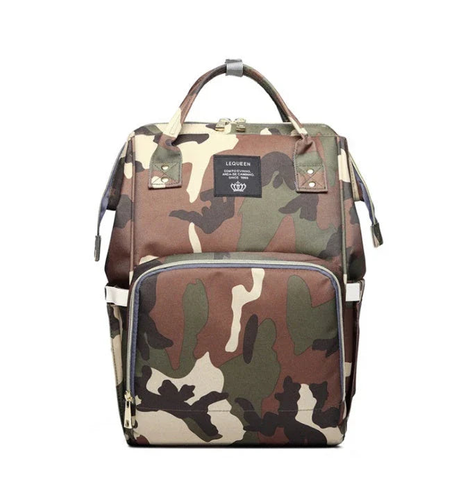 Premium mummy backpack in a range of stylish colours, featuring dedicated compartments for bottles, nappies and personal items.