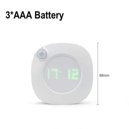 Mini Solid Colour Smart Time Human Body Sensor Light with rotary dimming and time display