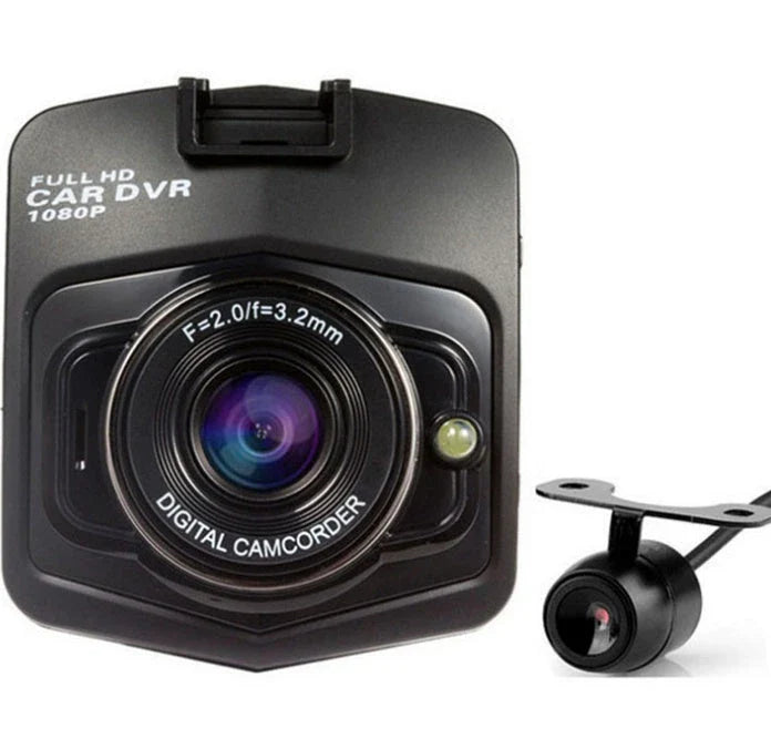 Compact 1080p in-car video recorder with night vision, wide 140-degree angle lens, and high-resolution 2.4-inch LCD display