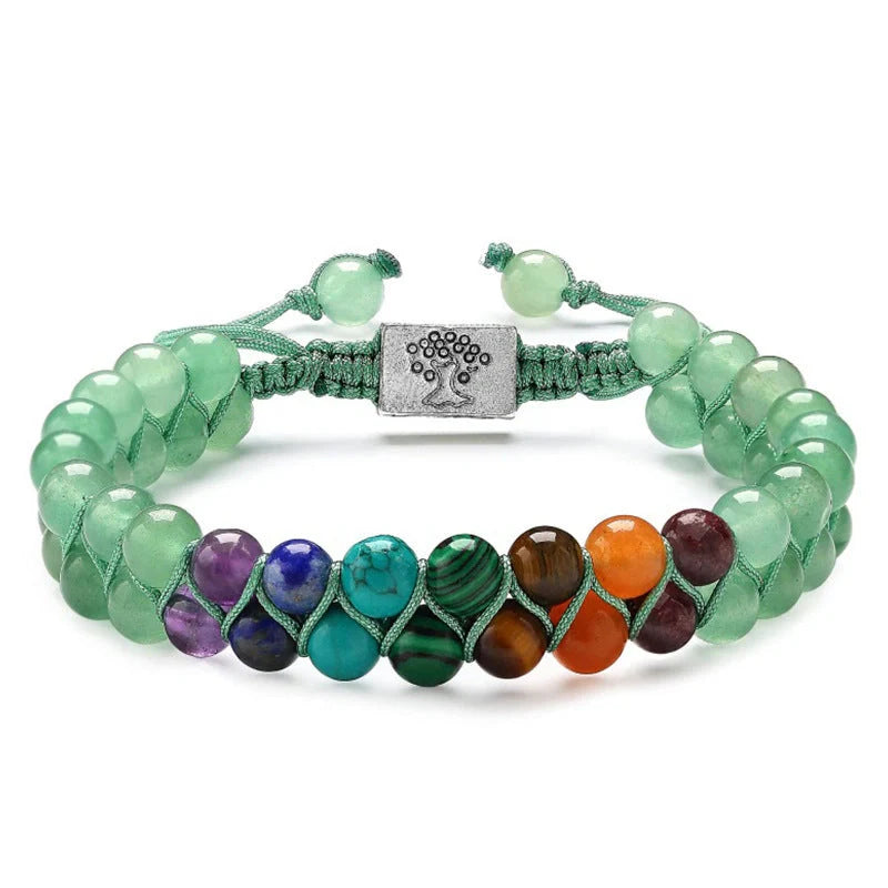 Handmade 7 Chakra Stone Bead Yoga Meditation Bracelet for women, featuring natural gemstones.
