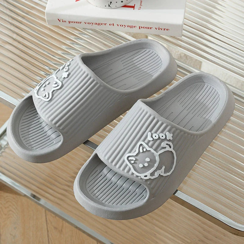Women's non-slip cat slippers in assorted colours for summer wear