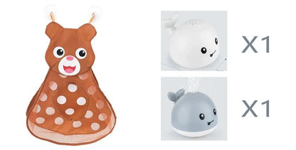 Electric induction whale spray toy for baby bath time with automatic water spray and lights