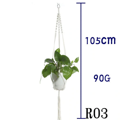 Stylish hanging cotton rope plant holder for indoor and outdoor decoration