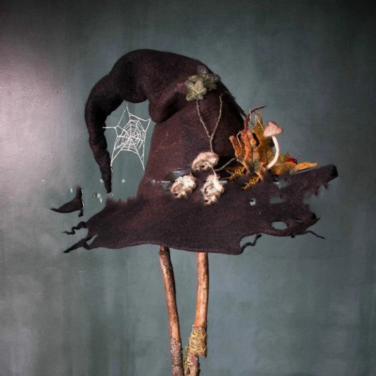 Handmade wool felt witch hat in various colours for Halloween and cosplay