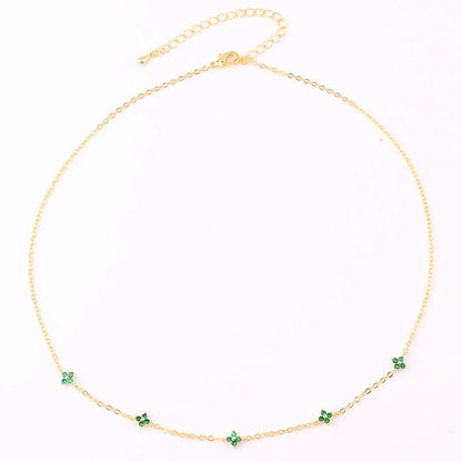 Elegant floral statement necklace in various color options, including golden blue, silver blue, golden green, and silver green, with an adjustable chain and high-quality construction.
