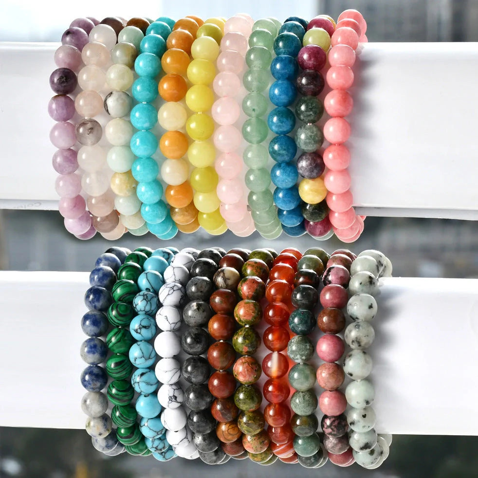 Premium 8mm natural stone bracelet with geometric design and tourmaline accent, a versatile unisex accessory