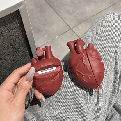 3D Heart Design Silicone Case for AirPods Pro and 3rd Generation in wine red and ivory white