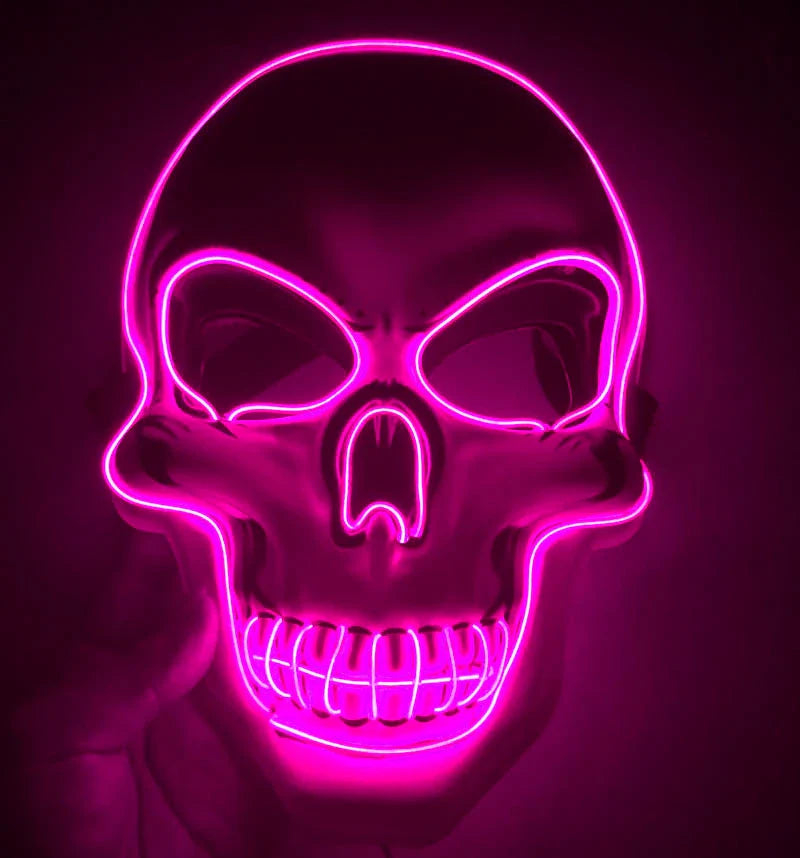 Spooktacular LED Skeleton Mask in a variety of vibrant colours, featuring four lighting modes for the perfect eerie ambiance