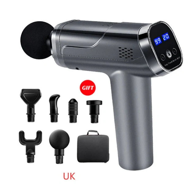 Touch Screen Fascia Gun Muscle Massager with six interchangeable heads