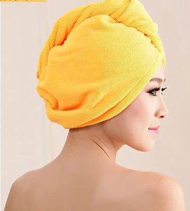 Luxury microfibre hair drying cap with absorbent and quick-drying properties, available in various colours