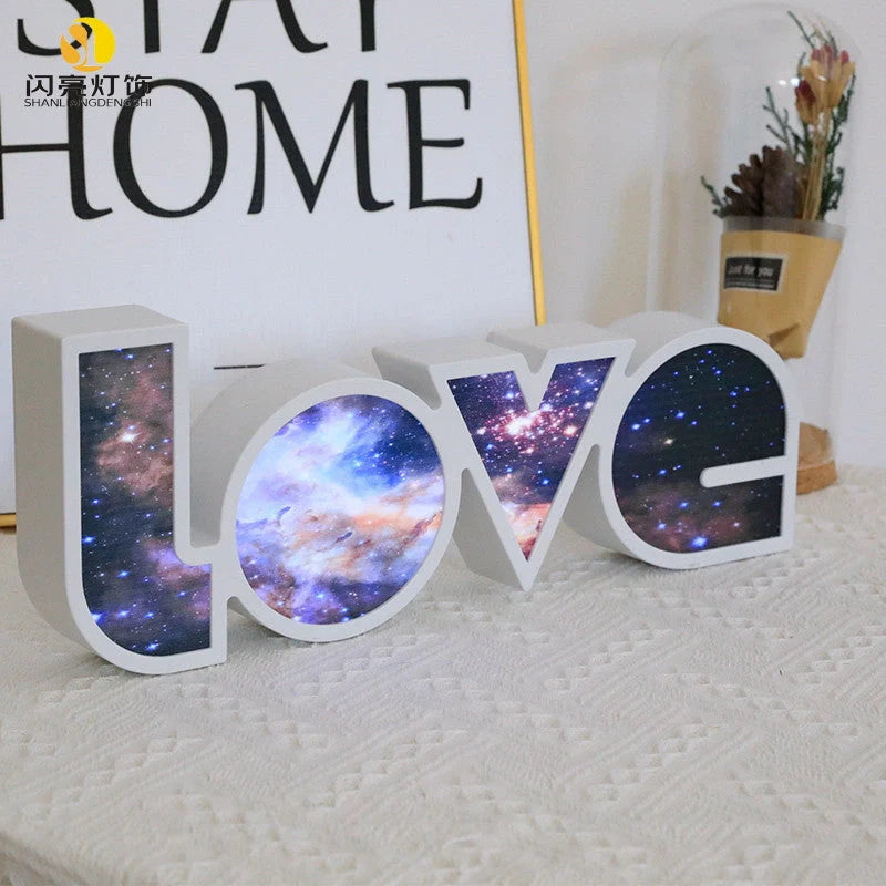 Rainbow-style LED LOVE light with "LOVE" design for romantic and festive decor