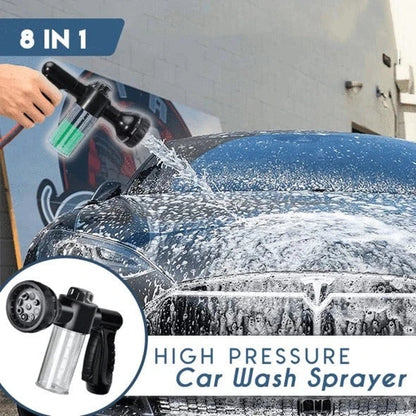 A premium high-pressure automotive foam sprayer with adjustable 8-in-1 spray settings for efficient car washing, garden maintenance, and household cleaning