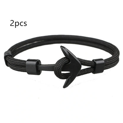 Anchor Bracelet featuring a nautical symbol on a cotton-linen rope